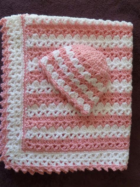 Pink And White Baby Girl Blanket Etsy Crochet Blanket Designs
