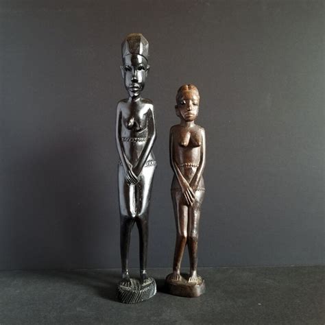 Female Nude Sculptures Vintage Carved Wood Figurines Tall Etsy