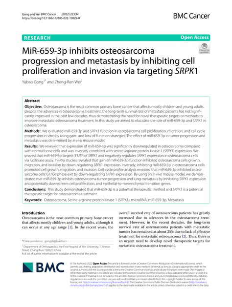 pdf mir 659 3p inhibits osteosarcoma progression and metastasis by inhibiting cell
