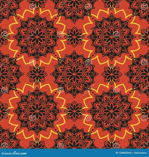 Seamless Pattern With Madala Ornament Stock Vector Illustration Of Damask Folk 124842544