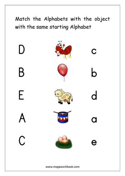 Worksheet - Match Object With The Starting Alphabet (Small/Capital