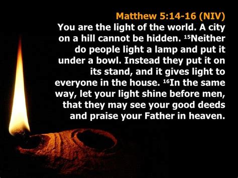 Matthew 514 16 Niv You Are The Light Of The World A City On A Hill