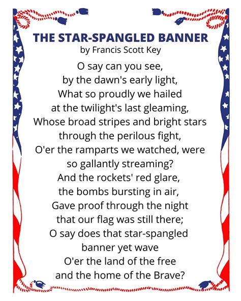 Star Spangled Banner Lyrics Wall Art Art Print 8x10 Etsy
