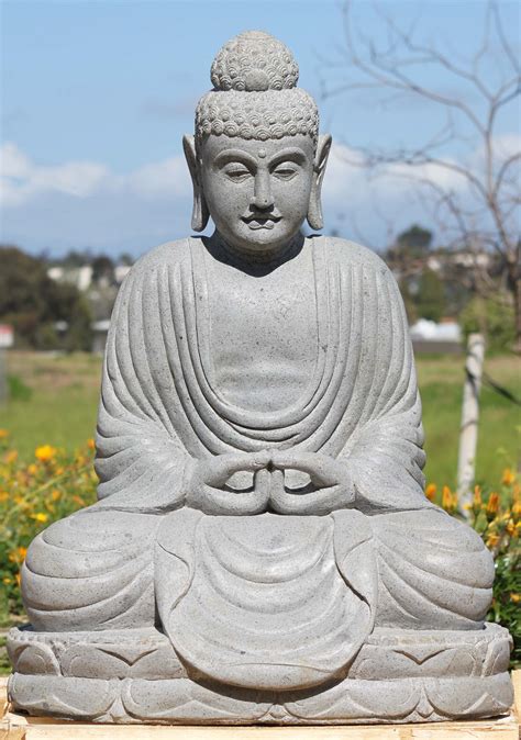 Stone Japanese Meditating Buddha Statue 31