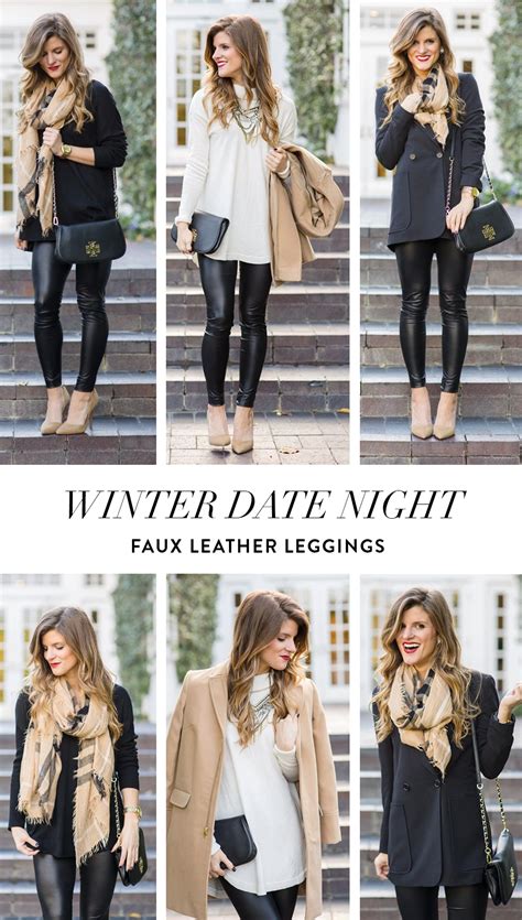 Winter Date Night Outfits With Faux Leather Liquid Leggings