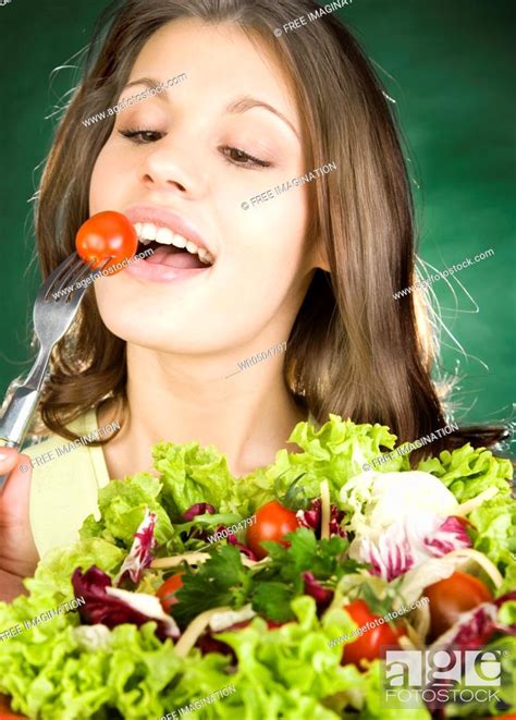 Woman Eating Salad Stock Photo Picture And Royalty Free Image Pic
