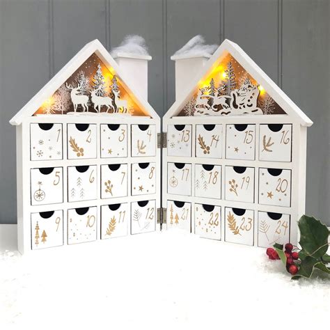Light Up White Wooden Advent Calendar By Pink Pineapple