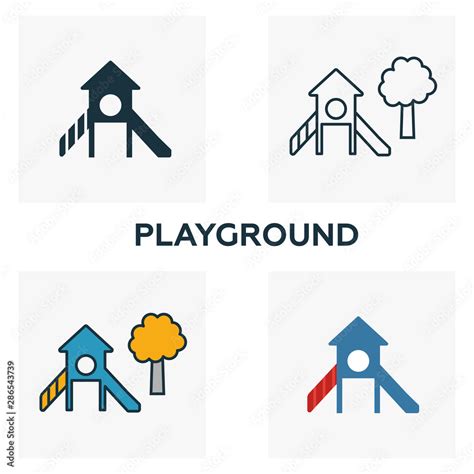 Vecteur Stock Playground Outline Icon Thin Style Design From City