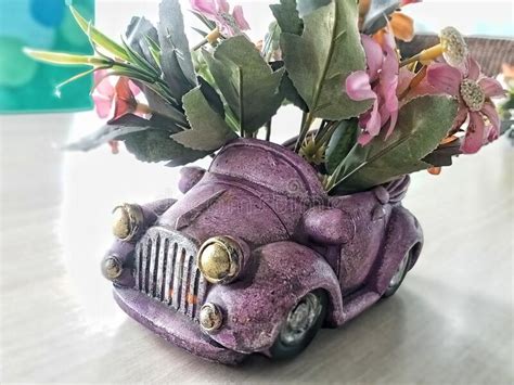 Plant Pot Of Cars Statue Stock Photo Image Of Purple 234235044