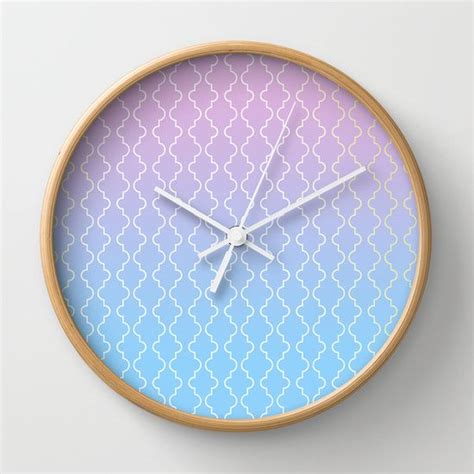 Moroccan Pattern In Pink Blue And Gold Wall Clock By Kokos Patterns