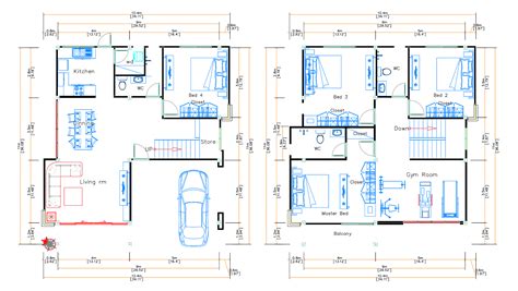 House Design 9x11 Meter 30x36 Feet 4 Beds Samhouseplans