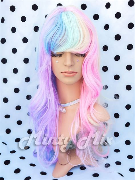 Pastel Rainbow Hair Pastel Wig Rainbow Wig Ribbon Braids Sissy