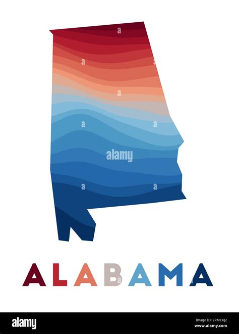 Alabama Map Map Of The Us State With Beautiful Geometric Waves In Red
