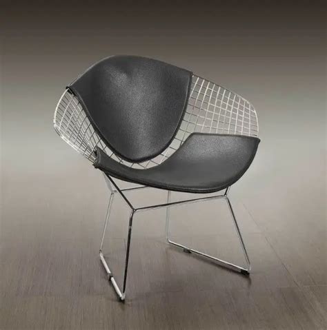 Minimalist Modern Diamond Leisure Chair Steel Wire Chair Cushion Metal