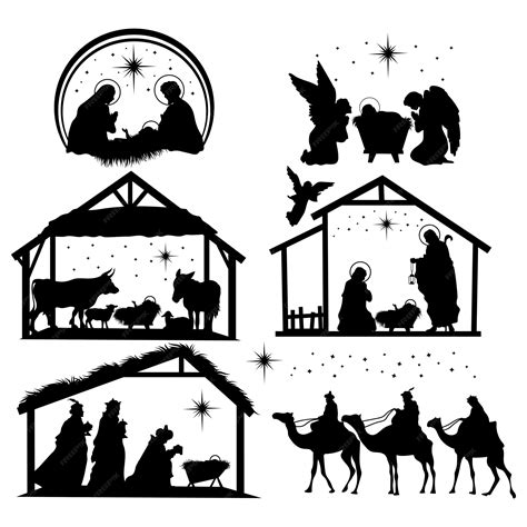 Premium Vector Set Of Nativity Scene Silhouettes Collection Of