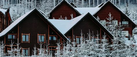 Download Wallpaper 2560x1080 Houses Forest Snow Winter Nature Dual