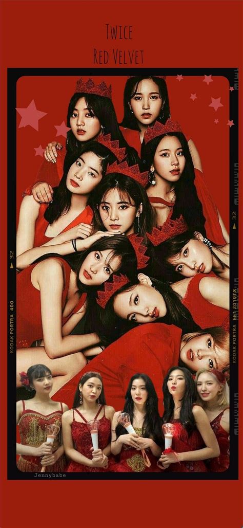 Twice X Red Velvet Aesthetic Red Wallpaperhomescreen Kpop Wallpaper