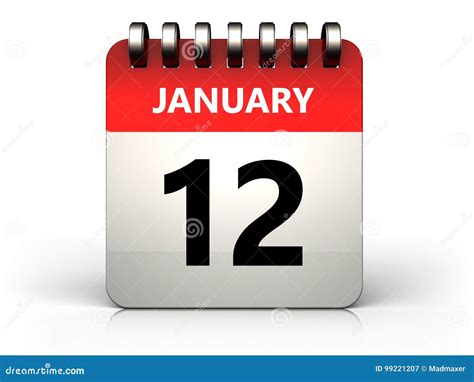 3d 12 January Calendar Stock Illustration Illustration Of Calendar