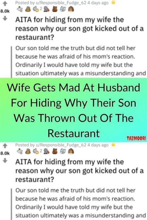 Wife Gets Mad At Husband For Hiding Why Their Son Was Thrown Out Of The Restaurant Artofit