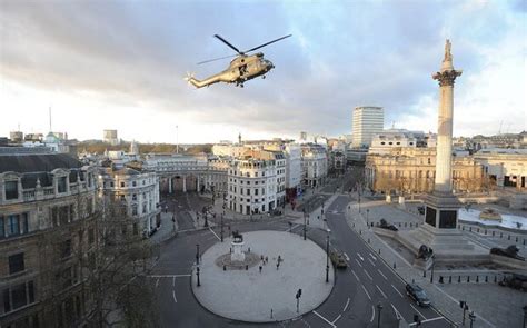 Tom Cruise Touches Down In Trafalgar Square In Raf Helicopter