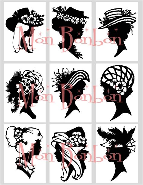 Digital Download Vintage Silhouettes Cameos Of Ladies With