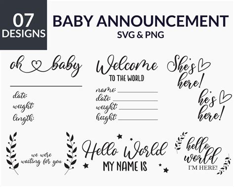 Baby Announcement Sign Svg Bundle Baby Milestone Svg Birth Stats Svg