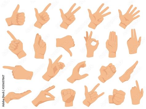Hand Gestures Vector Illustration Set Counting Fingers Gesture Palm