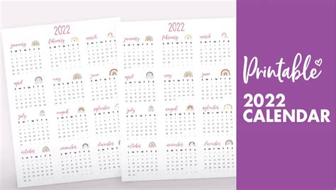 Printable Chore Calendar 2022