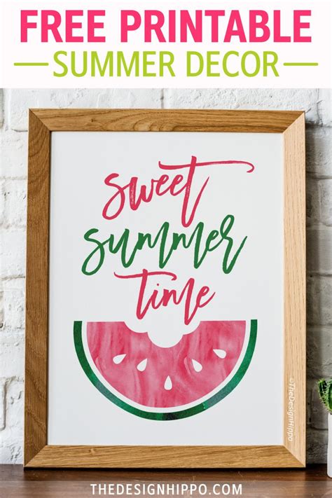 Free Sweet Summertime Watermelon Sign Printable For Home Decor