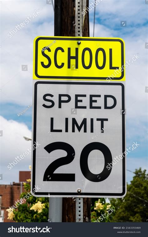 School Speed Limit 20 Sign Stock Photo 2163355469 Shutterstock