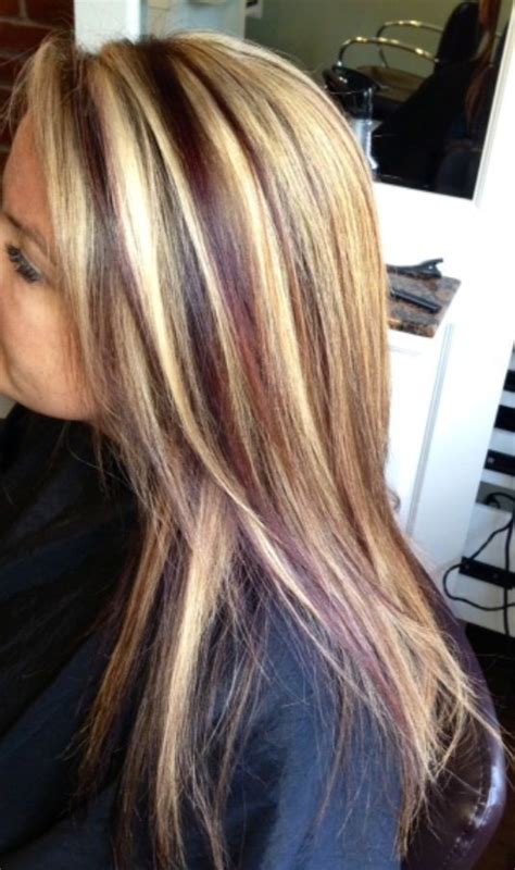 Add a touch of red to brown locks for a mahogany hair hue. blonde hair with red lowlights - Google Search | Hair ...