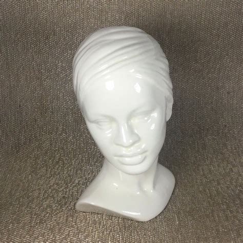 vintage white ceramic womans head bust statue elegant etsy