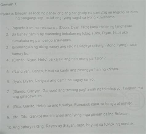 Bilugan Sa Loob Ng Panaklong Ang Panghalip Na Pamatlig Na Angkop Sa