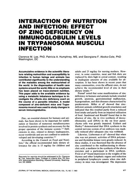 PDF Interaction Of Nutrition And Infection Effect Of Zinc Deficiency