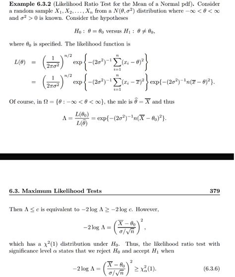 Solved Example 632 Likelihood Ratio Test For The Mean Of A Normal