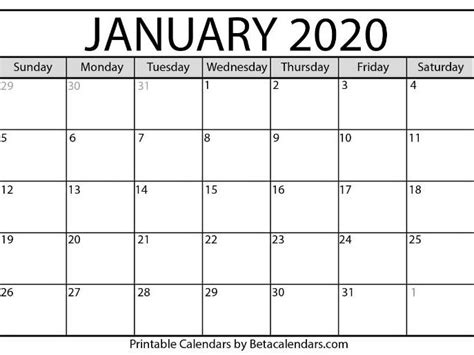 Blank January 2021 Calendar Printable Teaching Resources