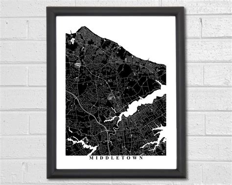 Middletown Map Art City Map New Jersey Office Decor Travel Map Print