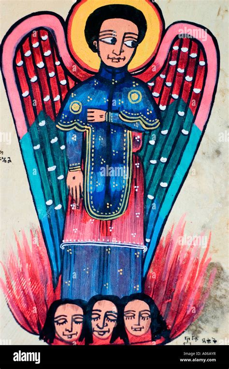 Angel With Damned Souls Coptic Ethiopian Orthodox Church Painting Stock