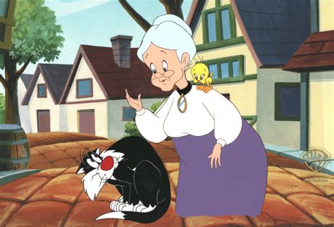 Looney Tunes Original Production Cel Granny Sylvester And Tweety
