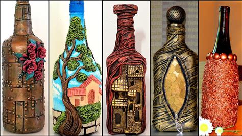 5 Bottle Art Ideas Bottle Decoration Wine Bottle Craft Art And Craft Youtube