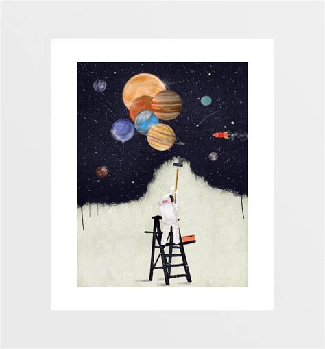 Galaxy Graffiti Solar System Print Solar System Poster Astronaut