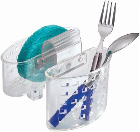 Idesign Plastic Kitchen Sink Saddle Protector Caddy Flatware