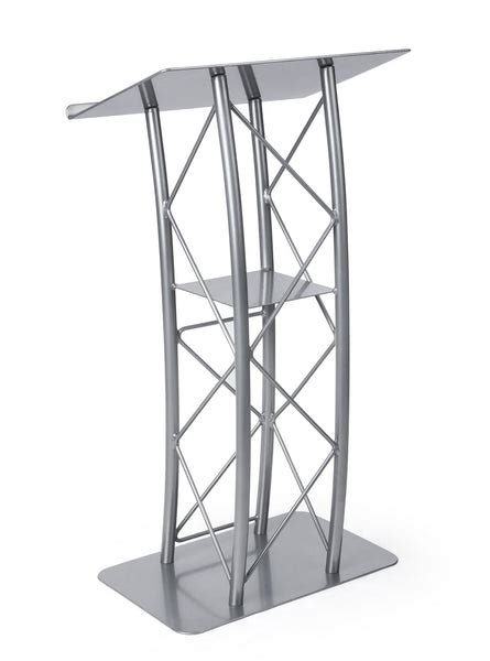 Metal Truss Lectern Podium 4 Post Curved Color Silver Podiums Direct