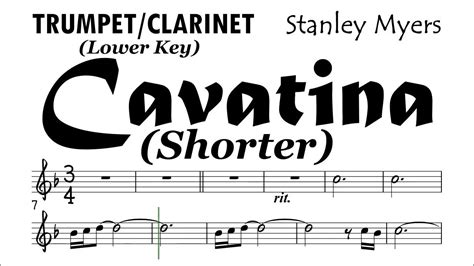 Cavatina Trumpet Clarinet Lower Key Shorter Music Backing Partitura