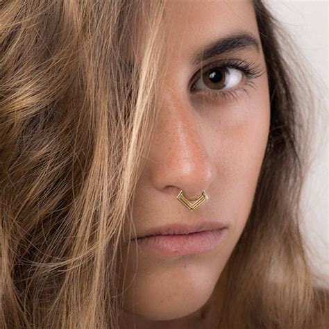 Septum Piercing Septum Ring Gold Nose Ring Geometric