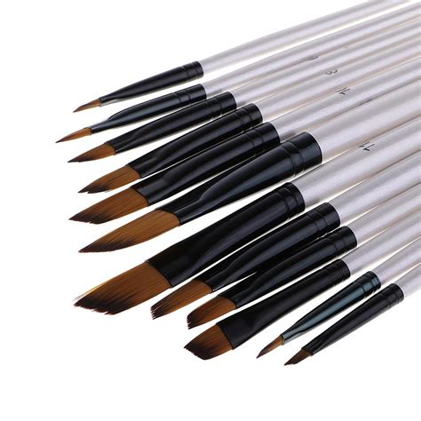 Buy 12pcs Acrylic Oil Watercolor Artist Paint Brushes With Color Mixing
