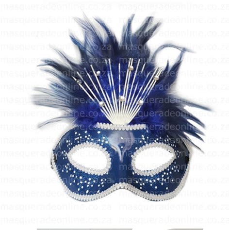 Blue Mardi Gras Delux Mask Masquerade Costume Hire