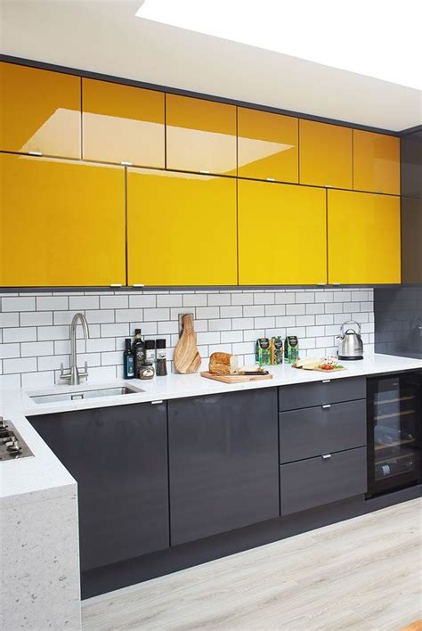 25 Lively And Bold Grey And Yellow Kitchens Shelterness
