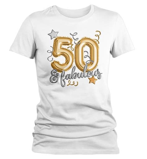 Womens Funny 50th Birthday T Shirt 50 And Fabulous Shirt Etsy