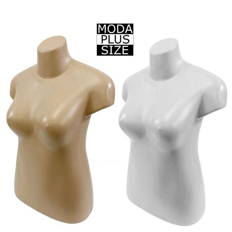 Manequim GG Busto feminino Moda Plus Size Plástico Bege ou Branco